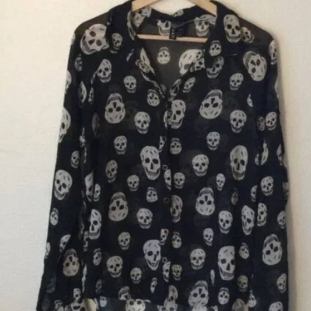Skull Print Button-Down